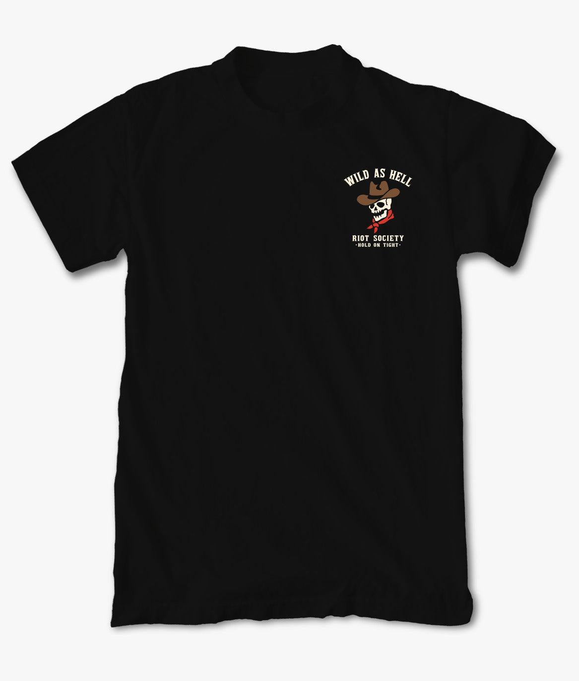 Wild As Hell Cowboy Skeleton Mens T-Shirt - - Riot Society