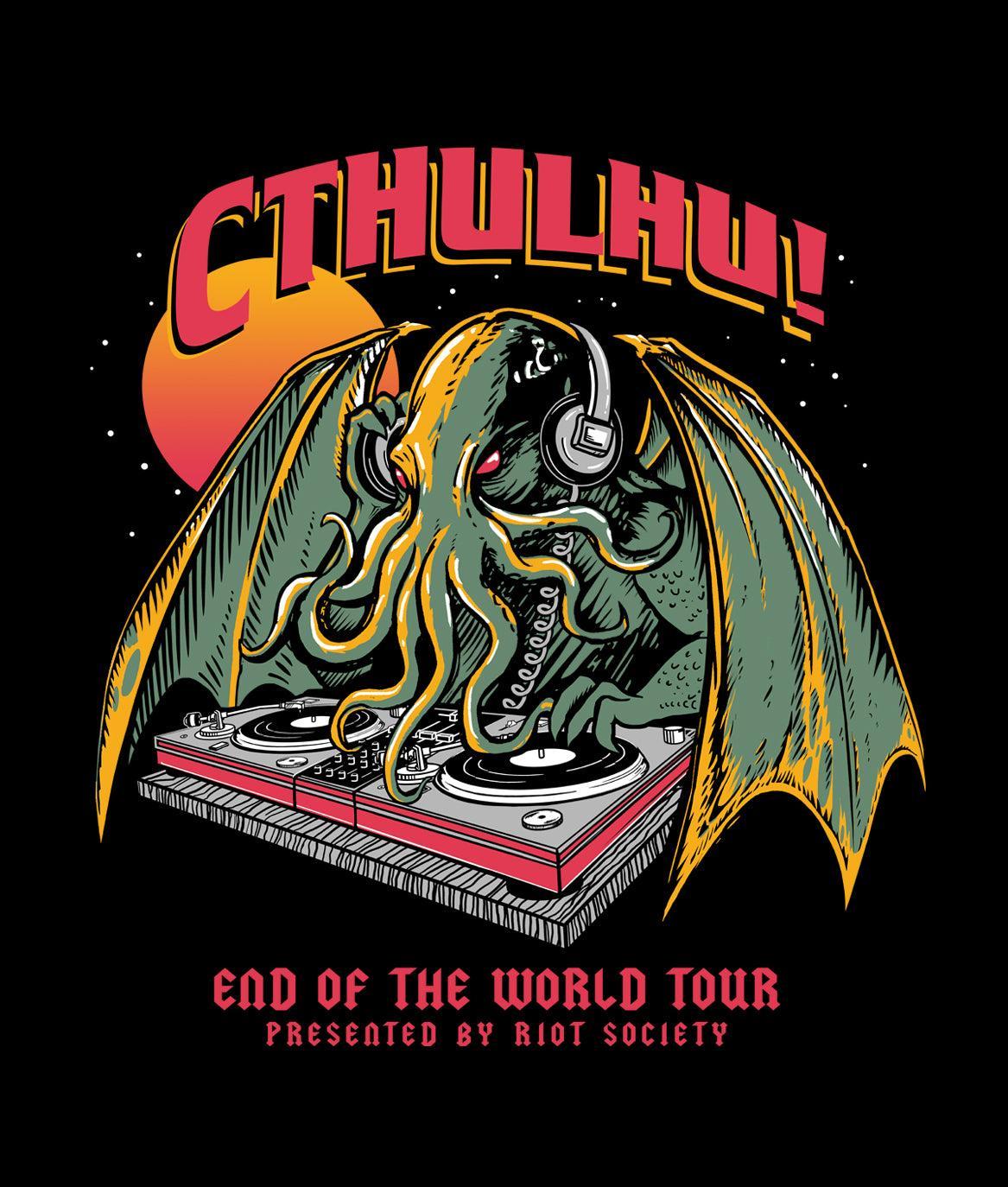 Cthulhu DJ World Tour Mens T-Shirt - - Riot Society