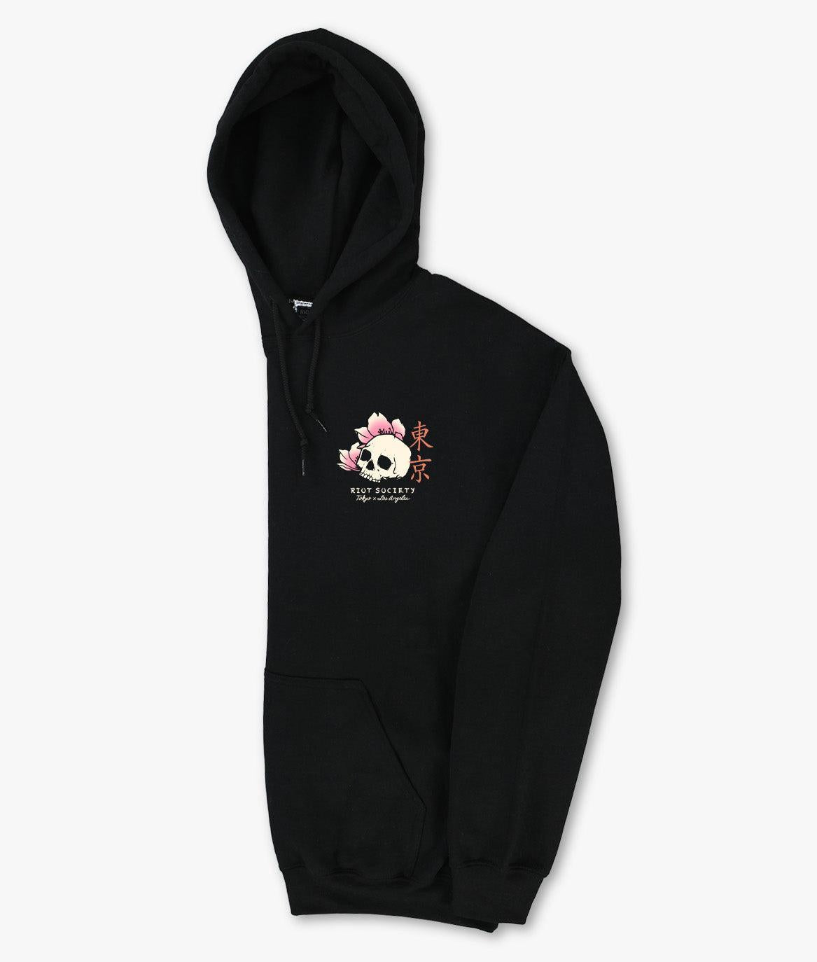 Japan Koi Tattoo Blossom Kanji Womens Hoodie - Black - - Riot Society