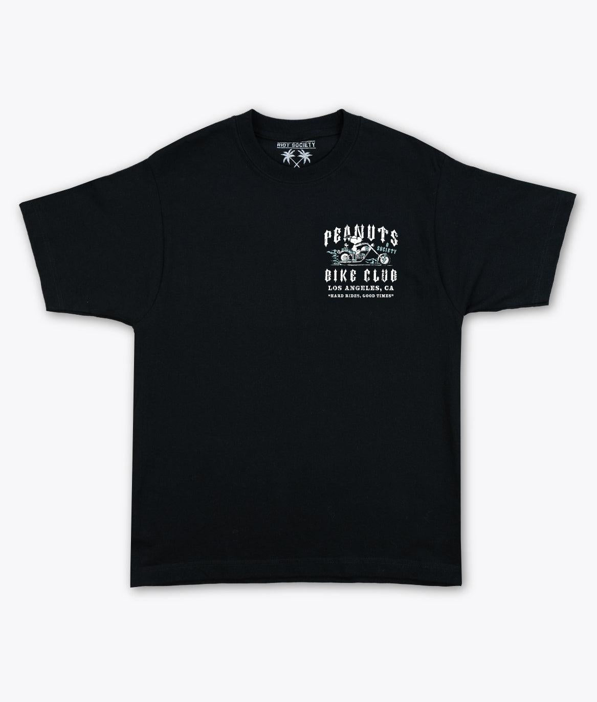 Peanuts Snoopy Bike Club Distressed Heavyweight Boxy Mens T-Shirt - Jet Black - - Riot Society