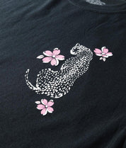 Leopard Cherry Blossoms Puff Boyfriend Tee - Black - - Riot Society
