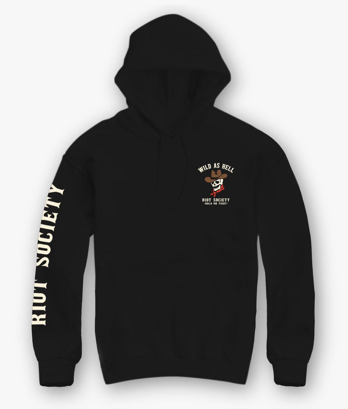 Wild As Hell Cowboy Skeleton Mens Hoodie - - Riot Society