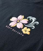 Dragon Cherry Blossoms Puff Boyfriend Tee - Black - - Riot Society