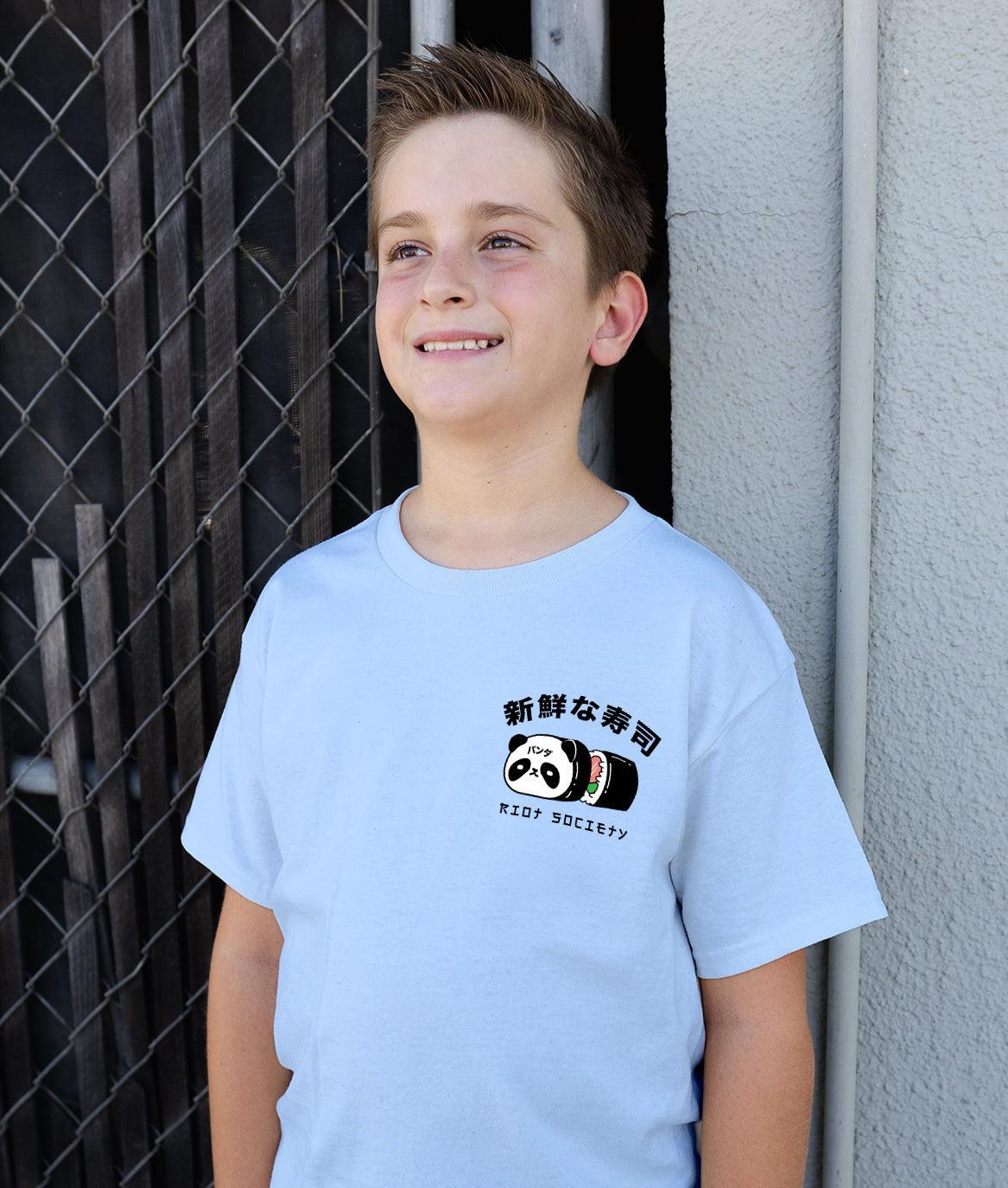 Sugee Panda Sushi Boys Tee - Light Blue - - Riot Society