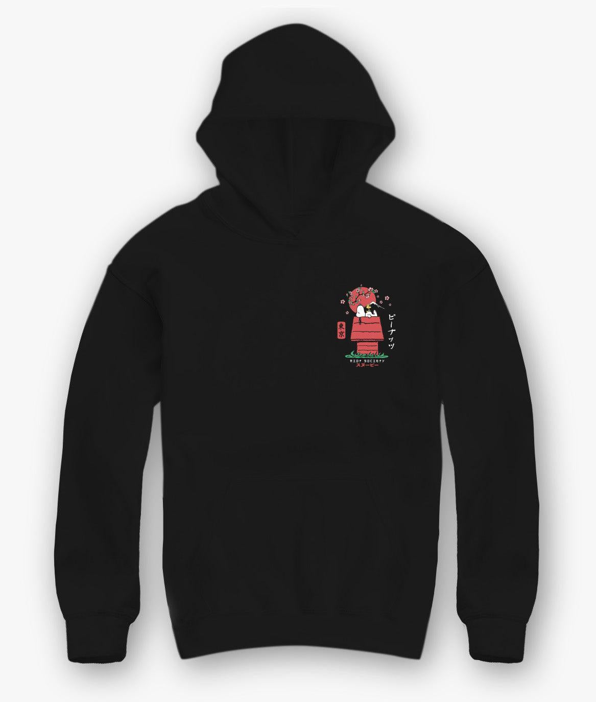Peanuts Snoopy Doghouse Japan Boys Hoodie - Black - - Riot Society