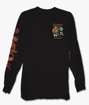 Japan Test Your Luck Dragon Puff Mens Long Sleeve T-Shirt - Black - - Riot Society