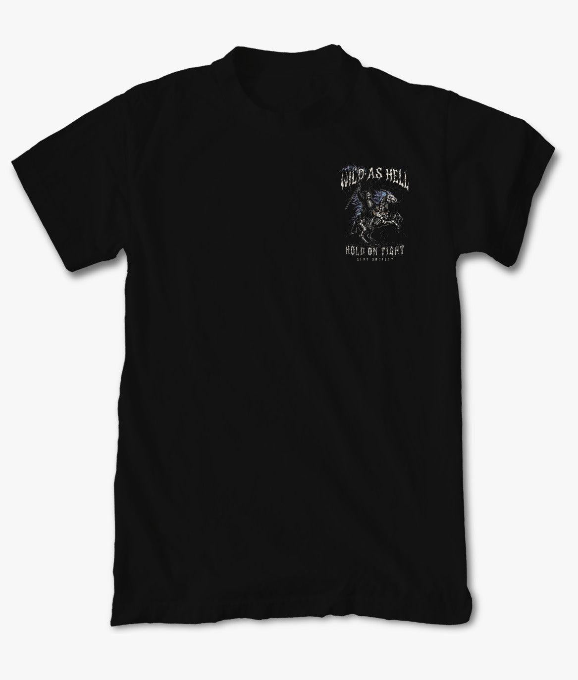 Wild As Hell Reaper Hold On Tight Mens T-Shirt - Black - - Riot Society