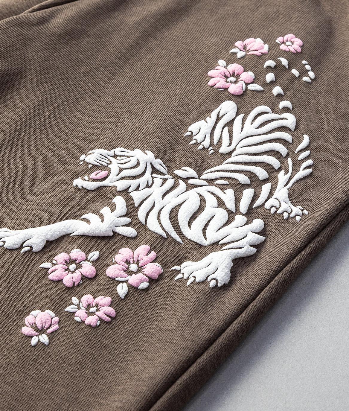 Tiger Cherry Blossoms Puff Womens Sweatpants - Brown - - Riot Society