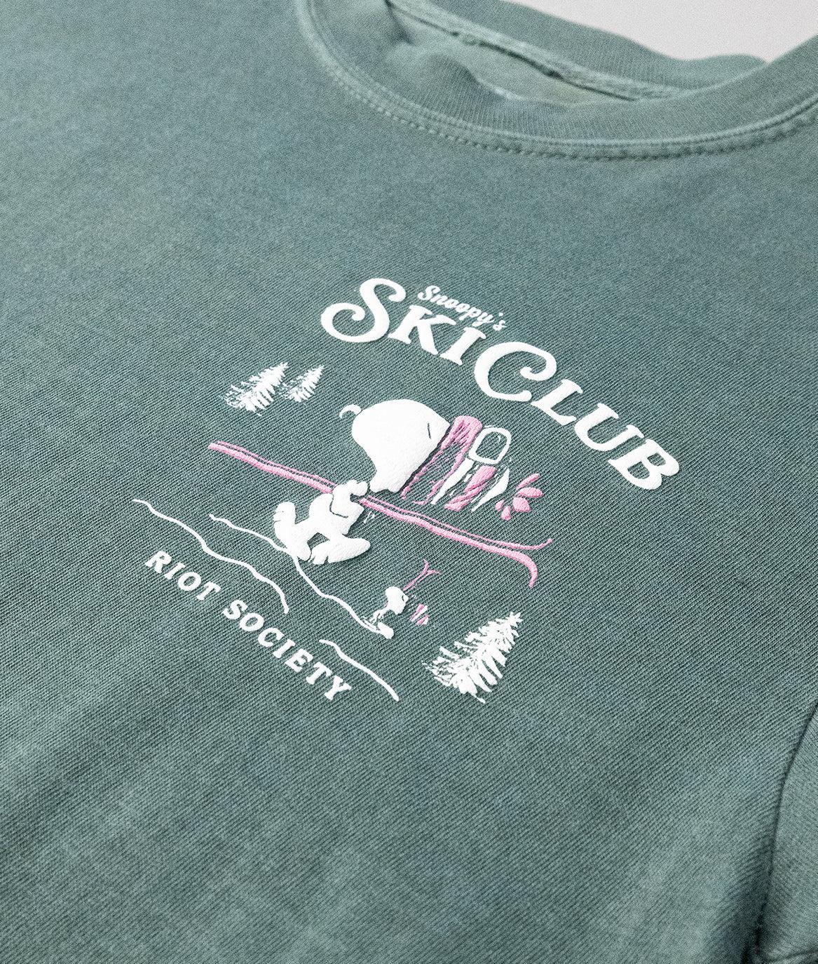 Peanuts Snoopy's Ski Club Puff Boyfriend Tee - Blue Spruce - - Riot Society