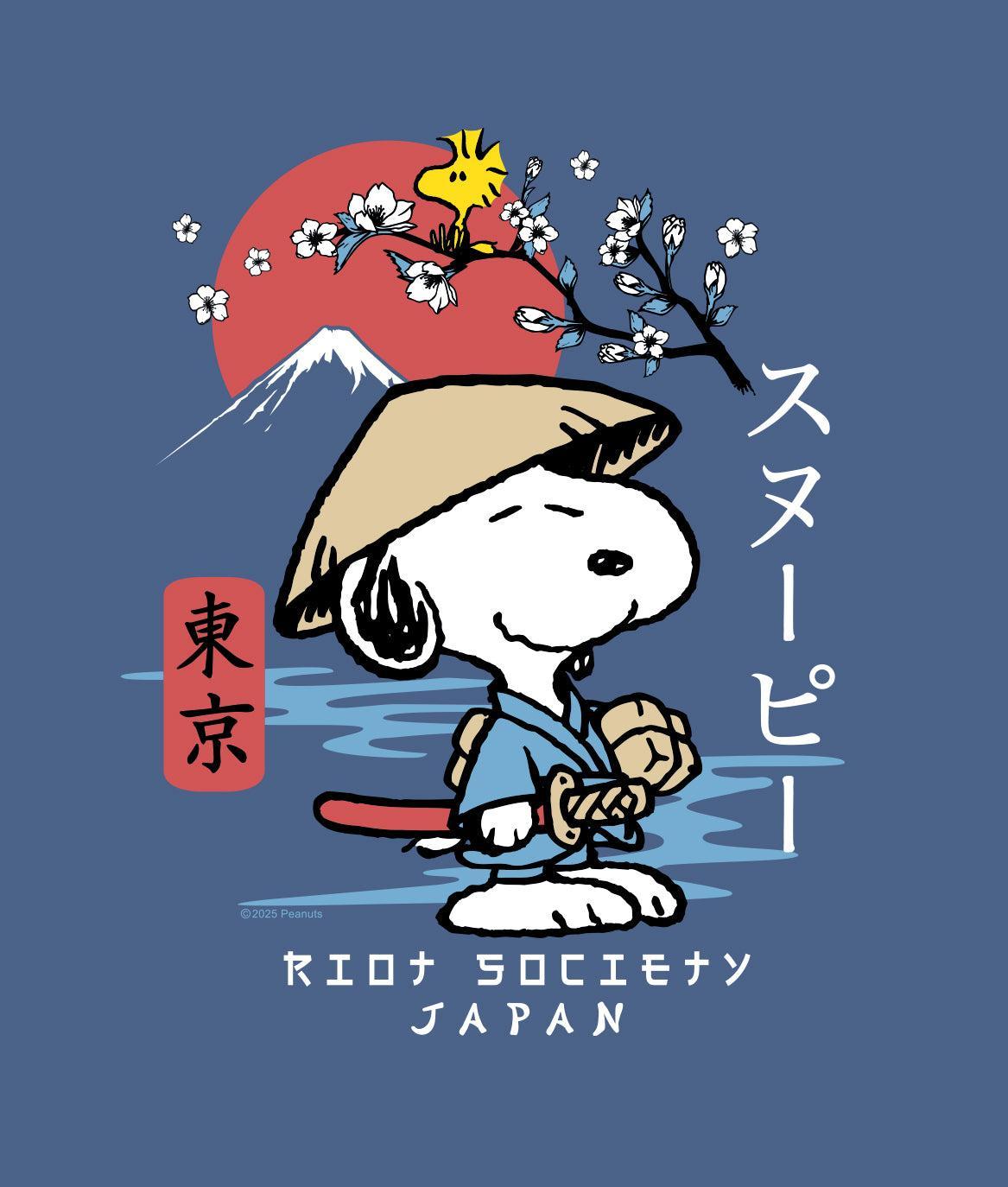 Peanuts Snoopy & Woodstock Samurai Mens T-Shirt - Indigo - - Riot Society