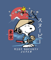 Peanuts Snoopy & Woodstock Samurai Mens T-Shirt - Indigo - - Riot Society