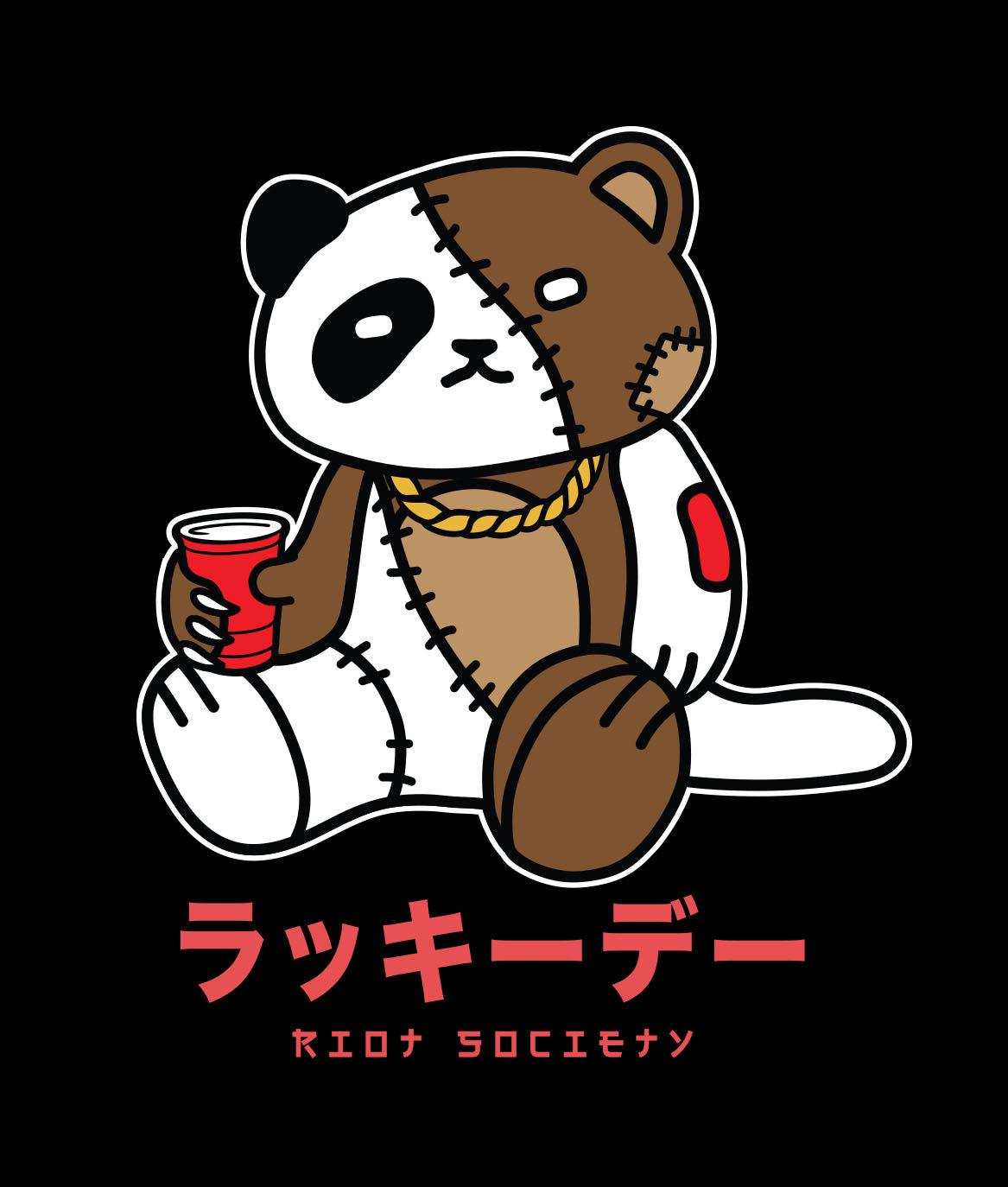 Sugee Kanji Panda Bear Teddy Mens Hoodie - - Riot Society