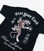 Japan Test Your Luck Tiger Heavyweight Boxy Mens T-Shirt - Jet Black - - Riot Society