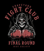 Reaper Graveyard Fight Club Heavyweight Boxy Mens T-Shirt - Jet Black - - Riot Society