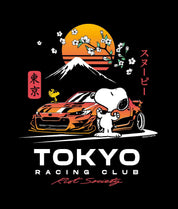 Peanuts Snoopy & Woodstock Tokyo Racing Club Mens T-Shirt - Black - - Riot Society
