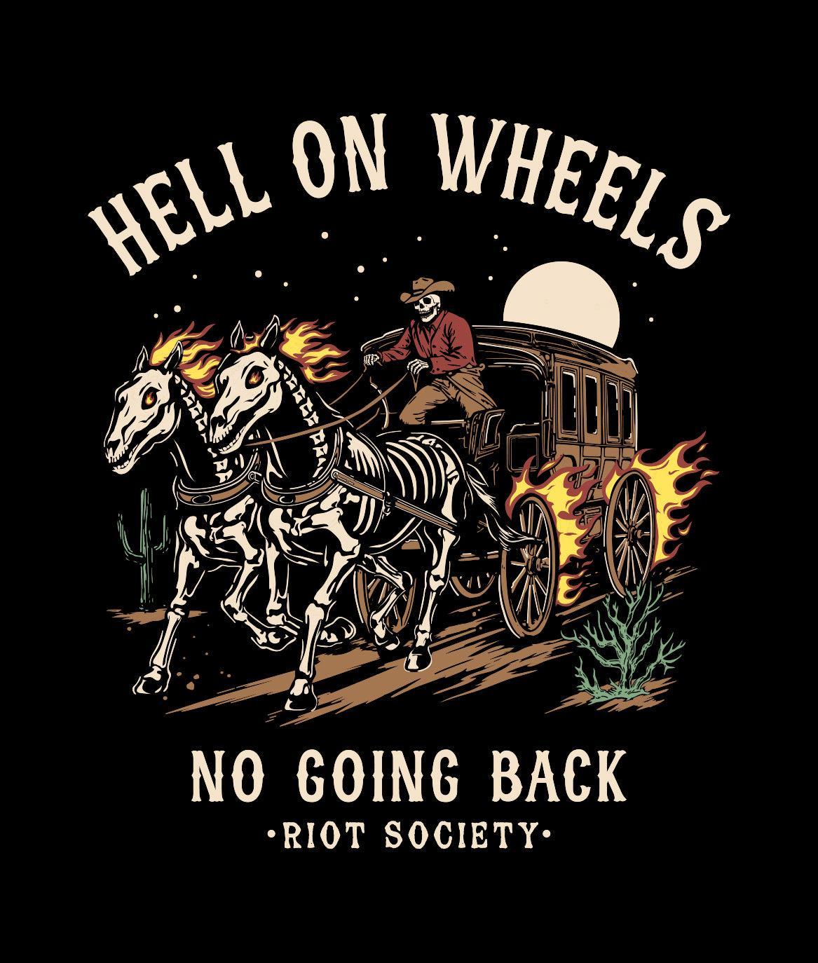 Skeleton Stagecoach Hell on Wheels Mens T-Shirt - - Riot Society