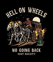 Skeleton Stagecoach Hell on Wheels Mens T-Shirt - - Riot Society