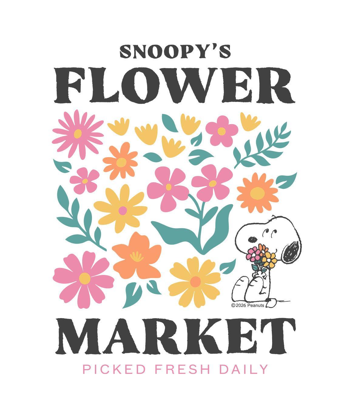 Peanuts Snoopy's Flower Market Puff Boyfriend Tee - - Riot Society