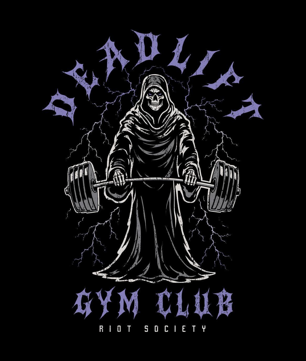 Reaper Deadlift Gym Club Heavyweight Boxy Mens T-Shirt - Jet Black - - Riot Society