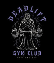 Reaper Deadlift Gym Club Heavyweight Boxy Mens T-Shirt - Jet Black - - Riot Society