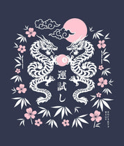 Dragon Cherry Blossoms 8 Ball Puff Boyfriend Tee - - Riot Society