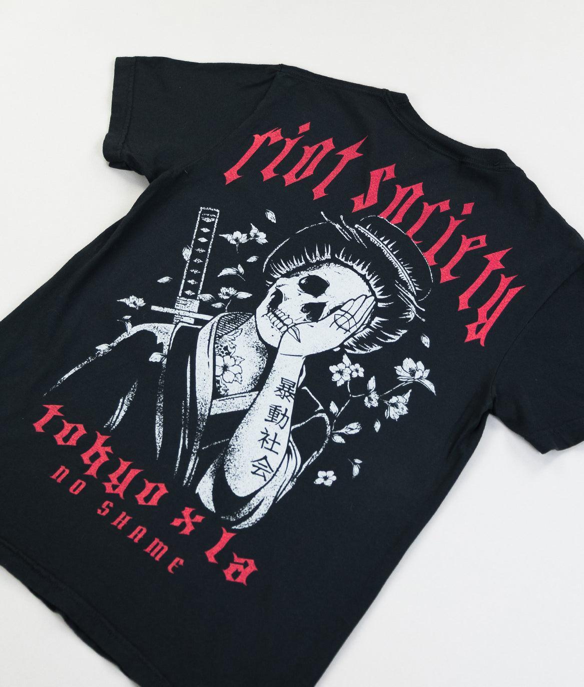 Geisha Shame Distressed Premium Wash Mens T-Shirt - - Riot Society