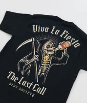 Viva La Fiesta Last Call Reaper Heavyweight Boxy Mens T-Shirt - Jet Black - - Riot Society