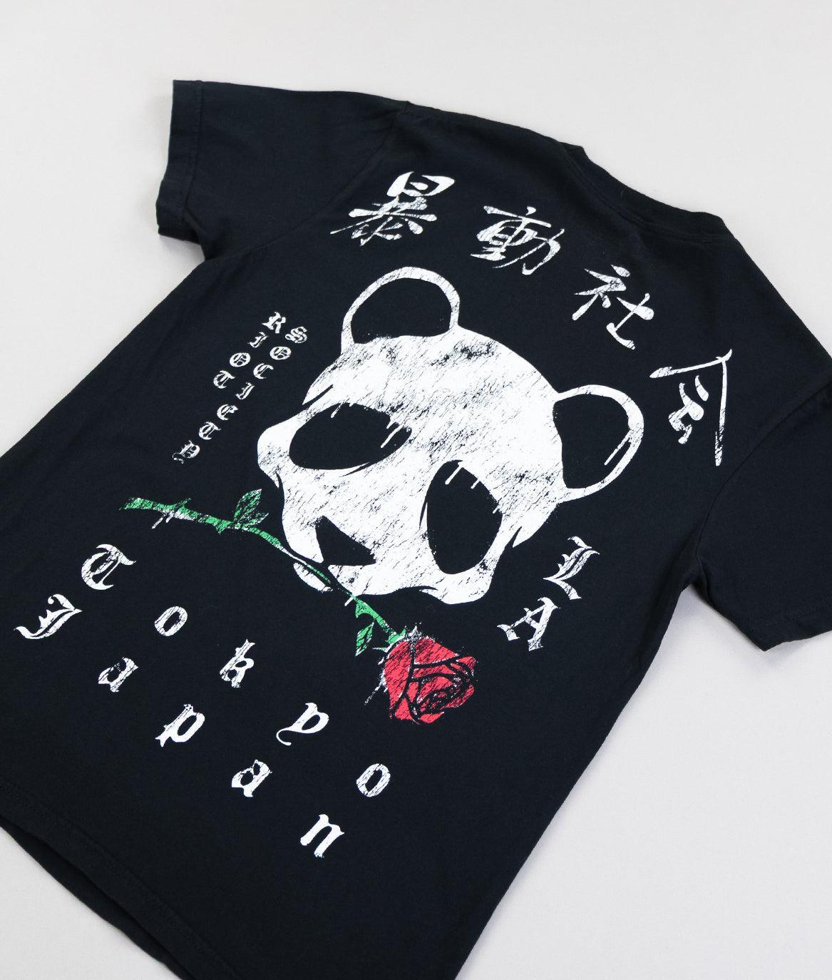 Panda Rose Distressed Premium Wash Mens T-Shirt - - Riot Society