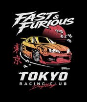 Fast & Furious Tokyo Racing Club Mens T-Shirt - Black - - Riot Society