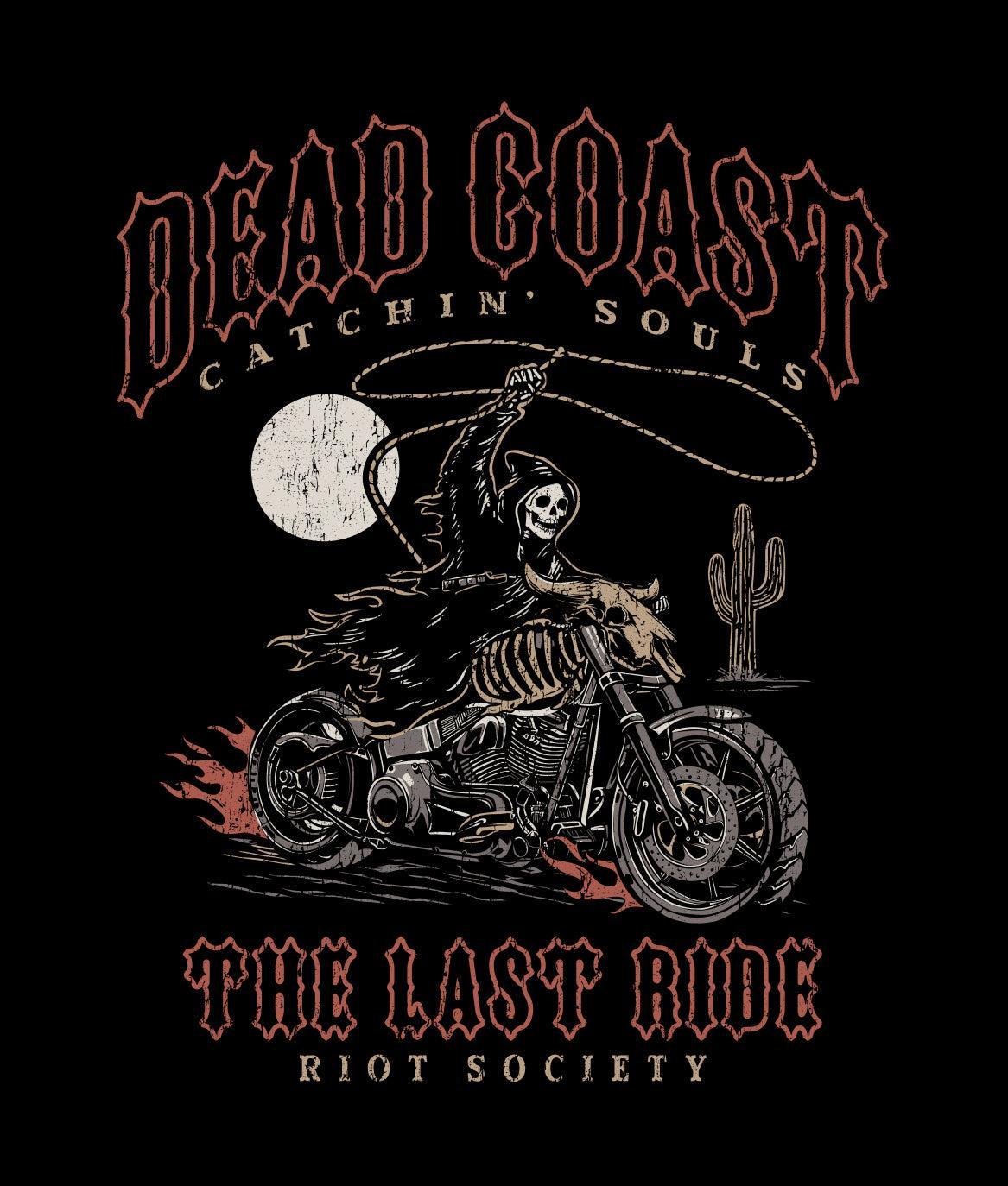 Rodeo Reaper Dead Coast Heavyweight Boxy Mens T-Shirt - Jet Black - - Riot Society