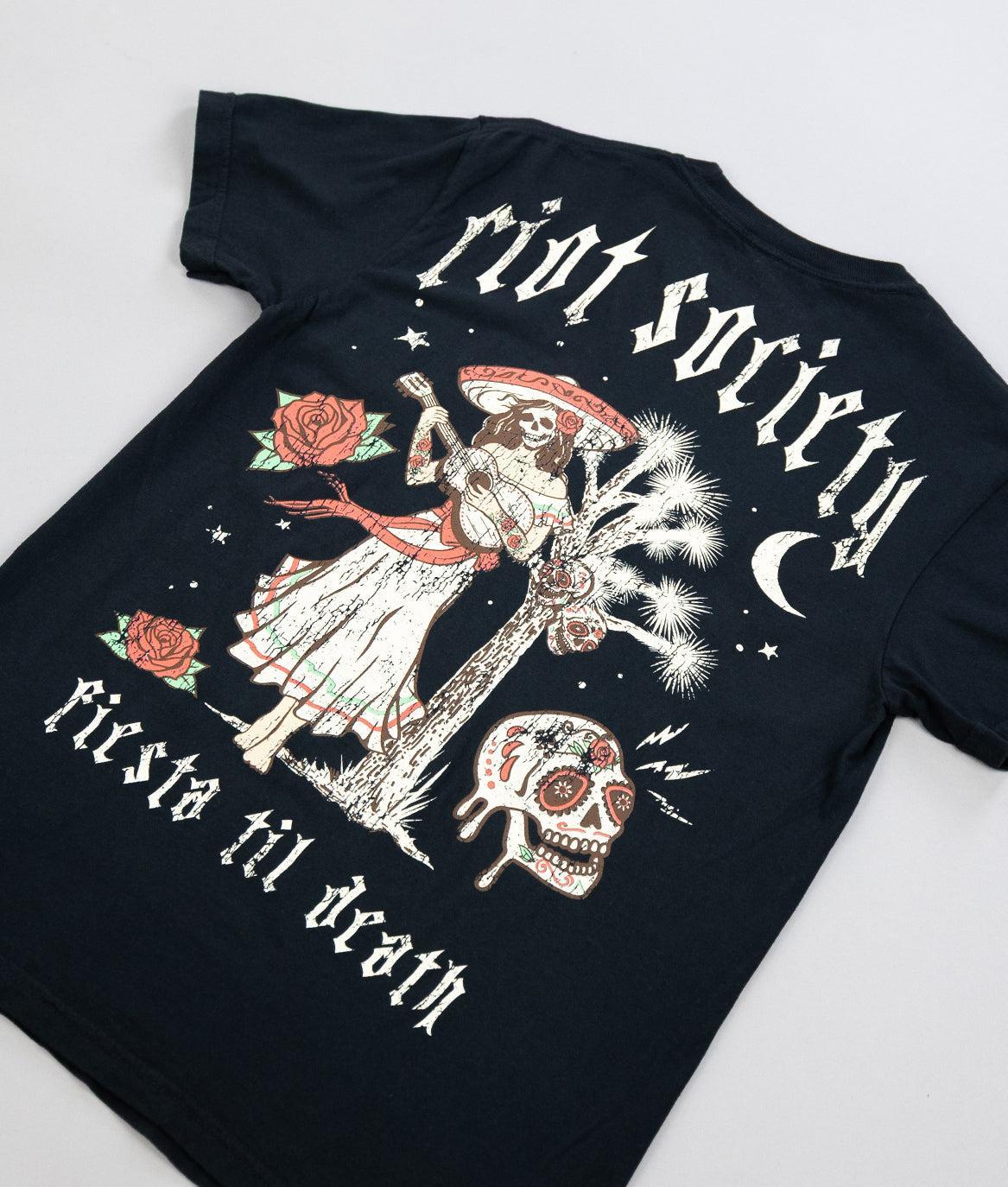 Fiesta Til Death Skull Distressed Mens T-Shirt - - Riot Society