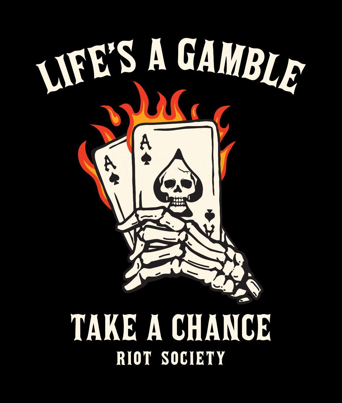 Life's a Gamble Burning Cards Mens T-Shirt - - Riot Society