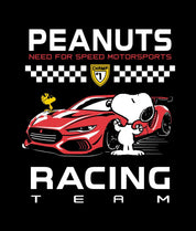 Peanuts Snoopy & Woodstock Racing Team Boys Tee - Black - - Riot Society