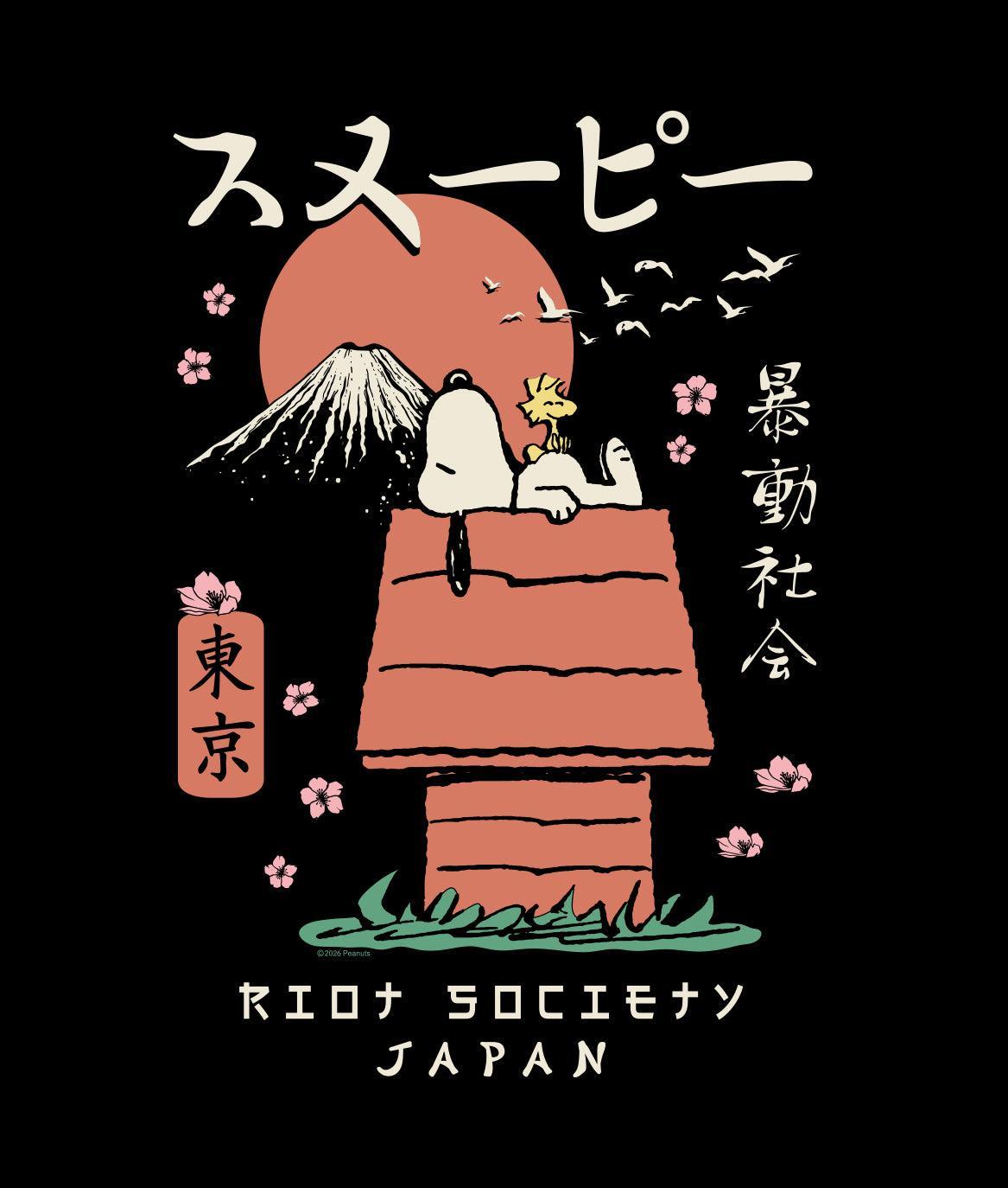 Peanuts Snoopy Doghouse Japan 2.0 Womens Hoodie - Black - - Riot Society