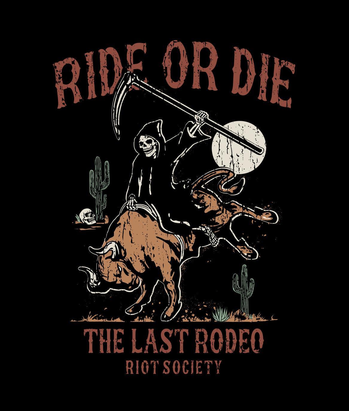 Ride or Die Bull Reaper Mens T-Shirt - - Riot Society
