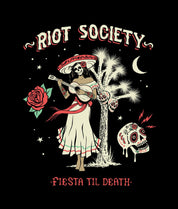 Fiesta Til Death Skull Mens T-Shirt - - Riot Society