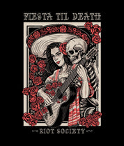 Fiesta Til Death Skeleton Poster Mens T-Shirt - - Riot Society
