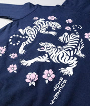 Tiger Cherry Blossoms Puff Womens Hoodie - Navy - - Riot Society