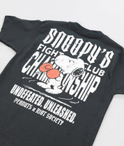 Peanuts Snoopy's Fight Club Undefeated Distressed Heavyweight Boxy Mens T-Shirt - Vintage Black - - Riot Society