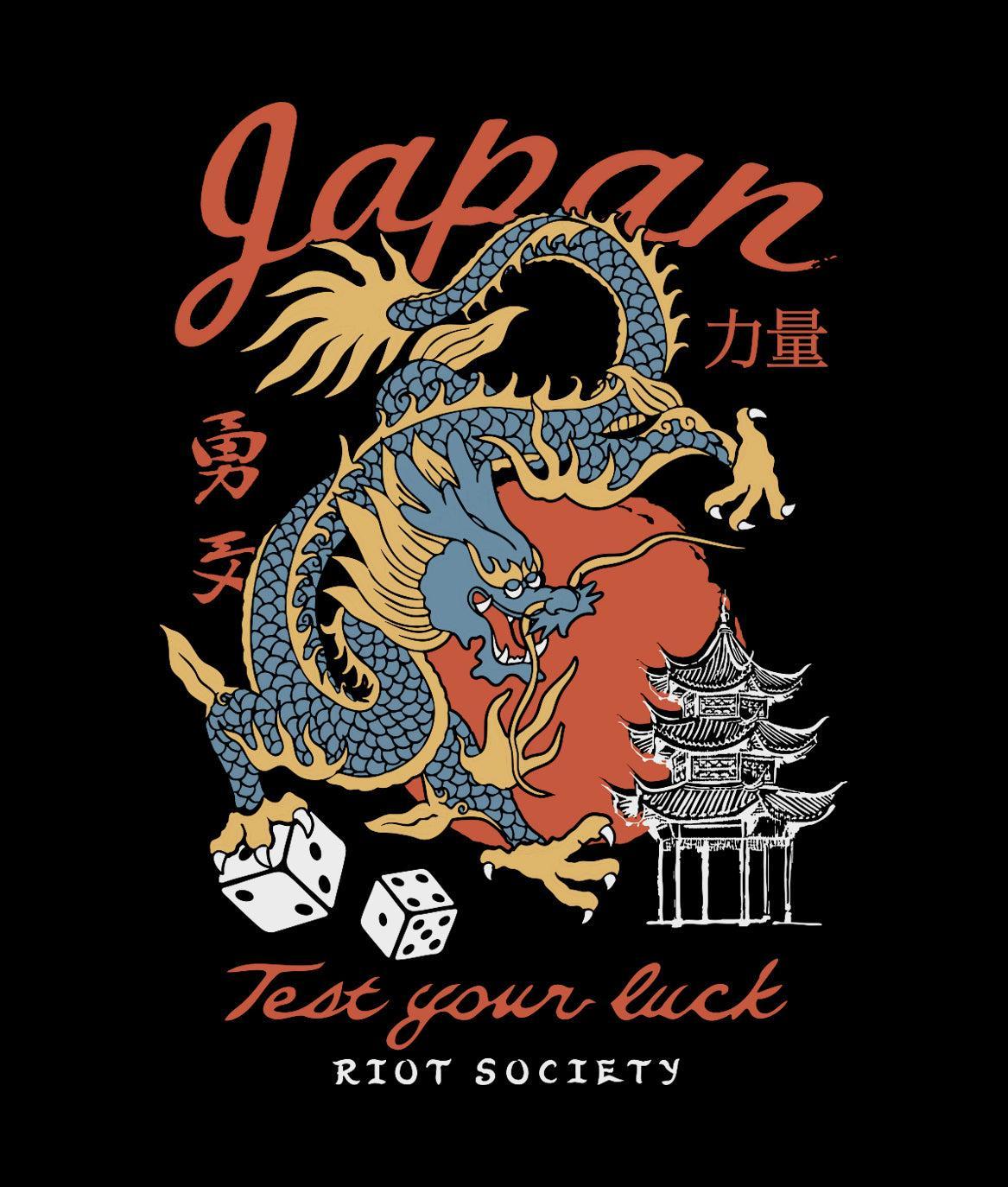 Japan Test Your Luck Dragon Mens T-Shirt - - Riot Society