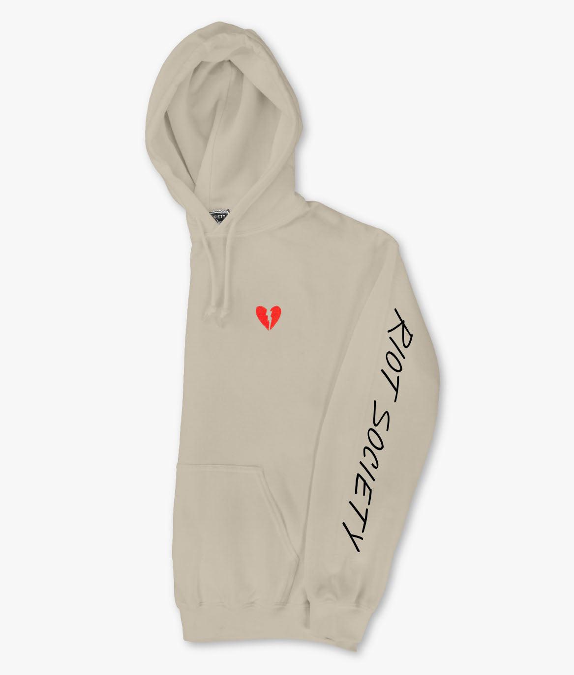 Broken Heart Embroidered Mens Hoodie - - Riot Society