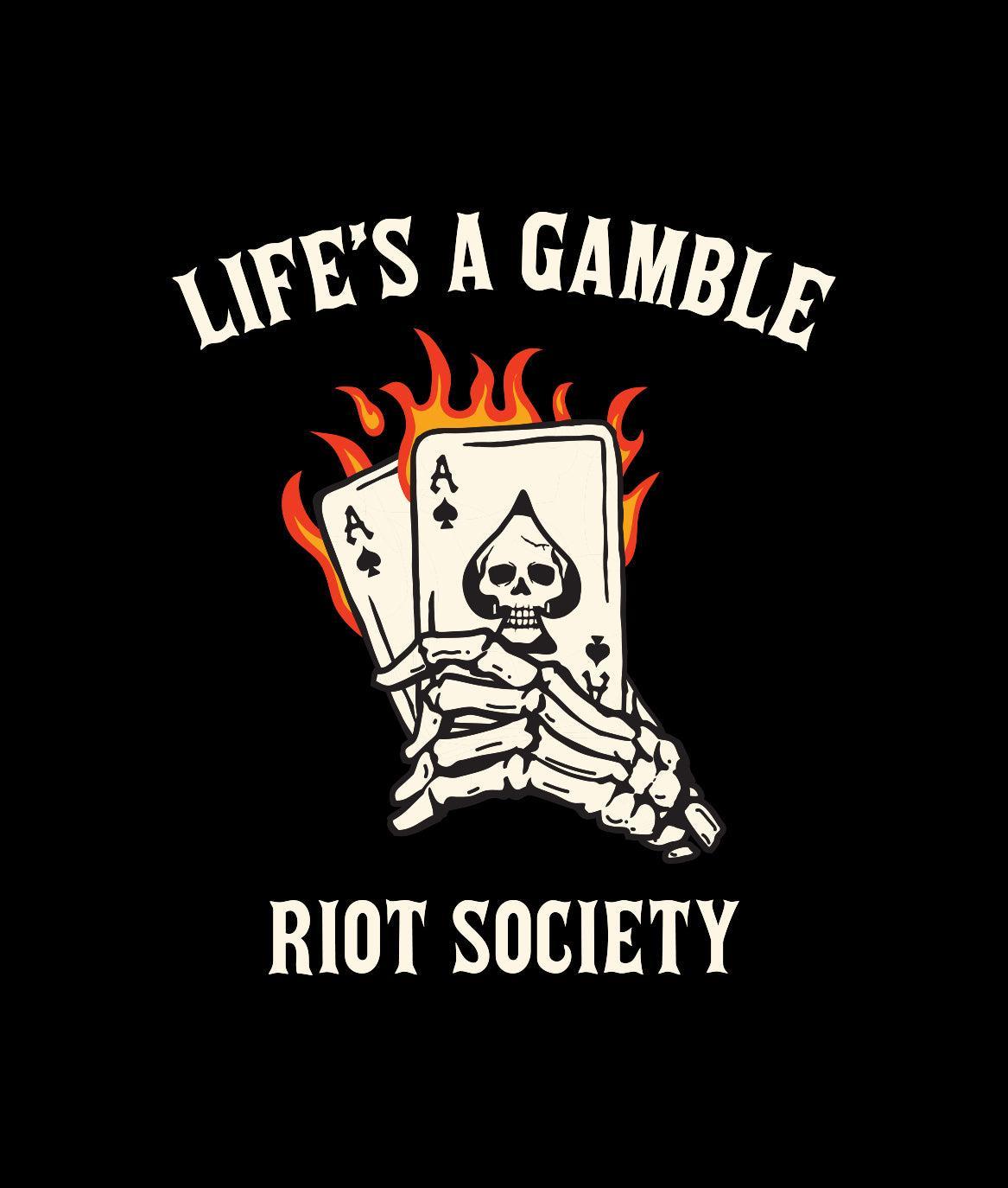 Life's a Gamble Burning Cards Mens T-Shirt - - Riot Society