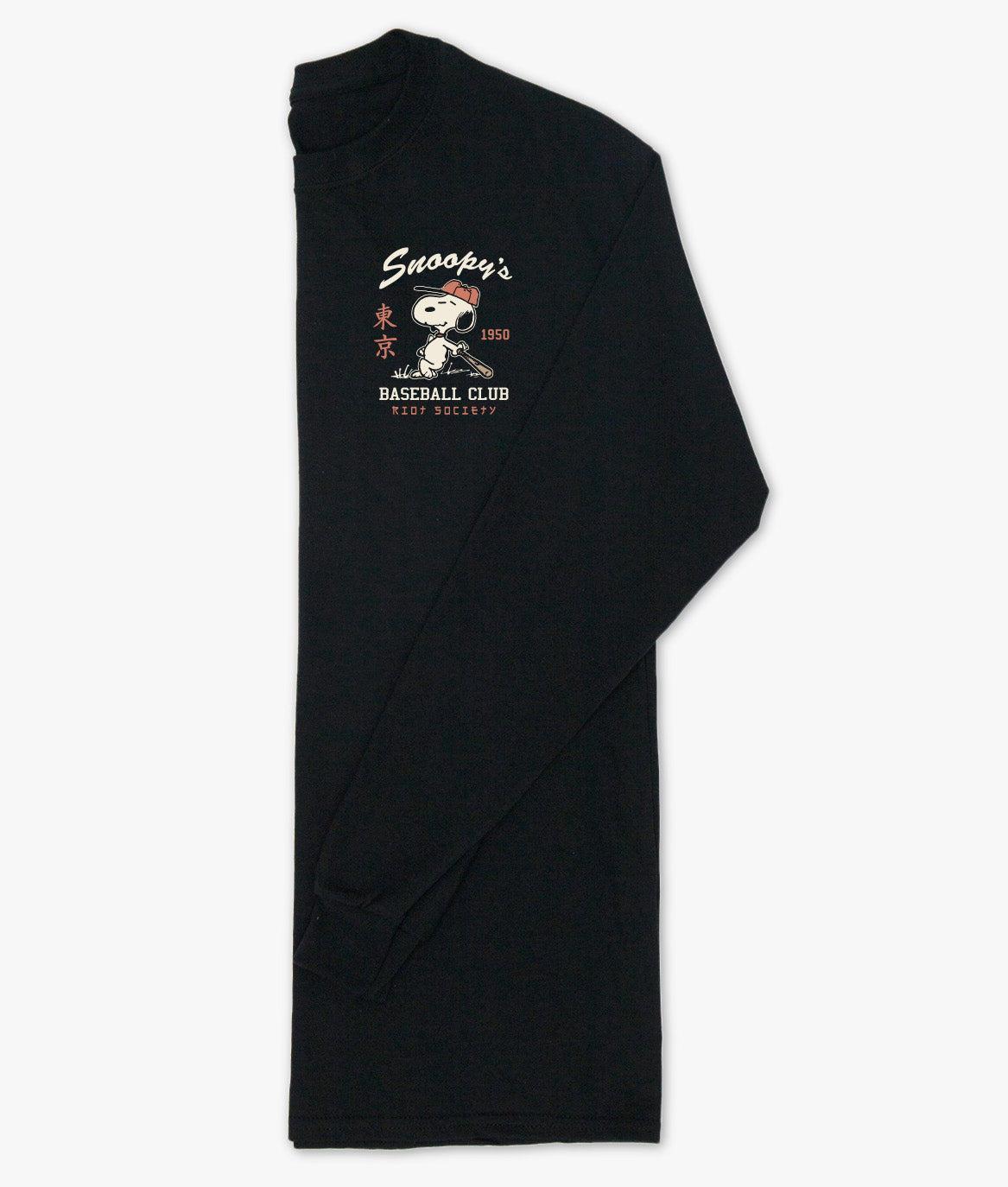 Peanuts Snoopy's Baseball Club Mens Long Sleeve T-Shirt - - Riot Society