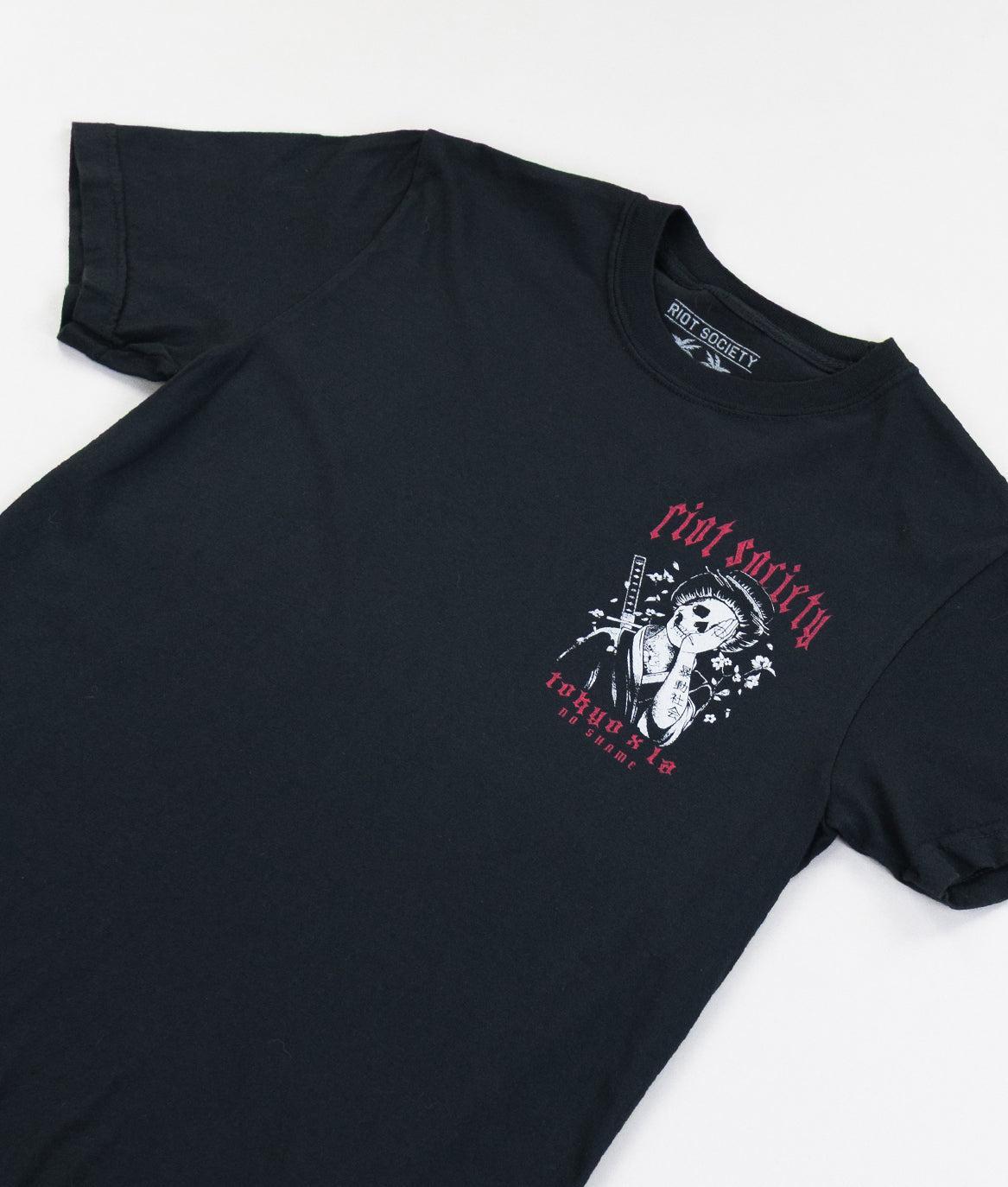 Geisha Shame Distressed Premium Wash Mens T-Shirt - - Riot Society