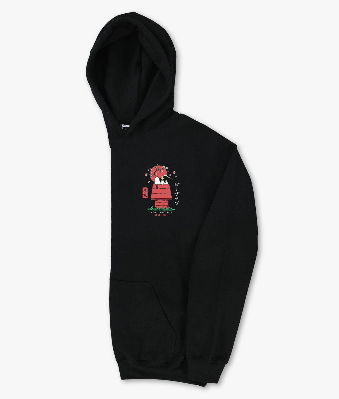 Peanuts Snoopy Doghouse Japan Boys Hoodie - Black - - Riot Society