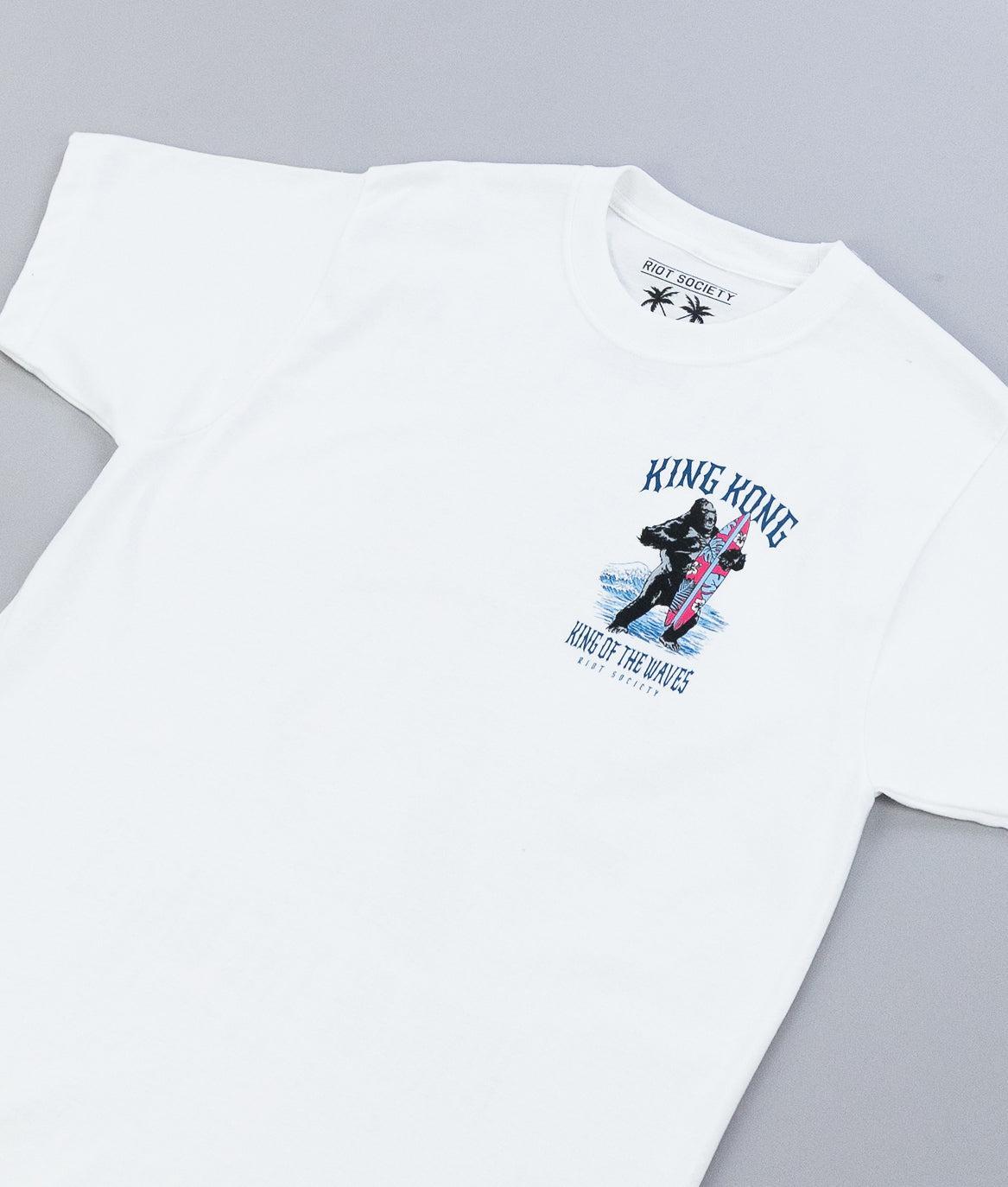 King Kong King of the Waves Heavyweight Boxy Mens T-Shirt - White - - Riot Society