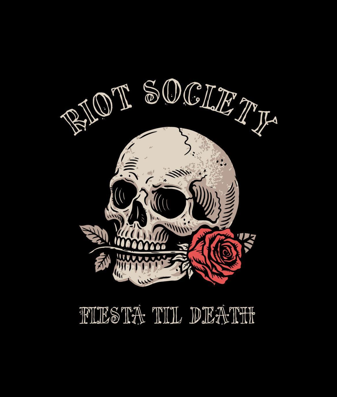 Fiesta Til Death Skeleton Poster Mens T-Shirt - - Riot Society