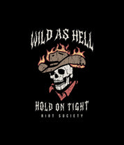 Wild As Hell Skeleton Hold On Tight Womens Hoodie - Black - - Riot Society