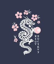 Dragon Cherry Blossoms 8 Ball Puff Boyfriend Tee - - Riot Society