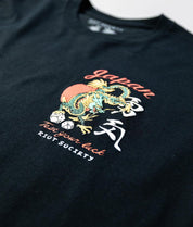 Japan Test Your Luck Dragon Puff Mens Long Sleeve T-Shirt - Black - - Riot Society